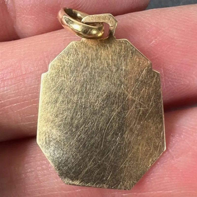 Pamono French 18 Karat Yellow Gold Saint Christopher Charm Pendant Medal by Grun, 1930s> Necklaces