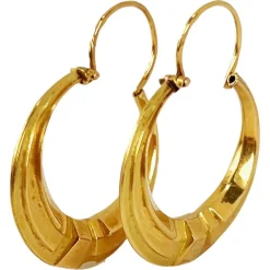 Outlet Pamono French 18 Karat Yellow Gold Creole Hoop Earrings, 1930s, Set of 2