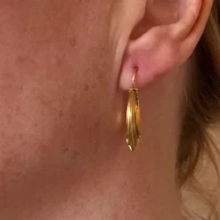 Outlet Pamono French 18 Karat Yellow Gold Creole Hoop Earrings, 1930s, Set of 2