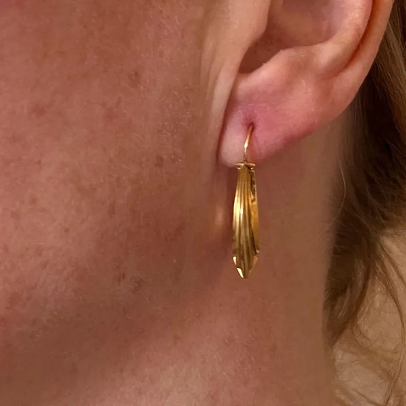 Outlet Pamono French 18 Karat Yellow Gold Creole Hoop Earrings, 1930s, Set of 2