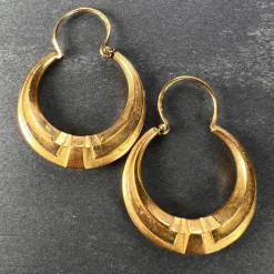 Outlet Pamono French 18 Karat Yellow Gold Creole Hoop Earrings, 1930s, Set of 2