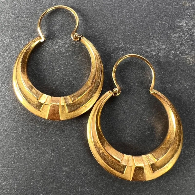 Outlet Pamono French 18 Karat Yellow Gold Creole Hoop Earrings, 1930s, Set of 2