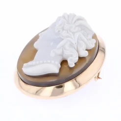 Pamono French Agate Cameo Brooch in 18 Karat Yellow Gold><noscript><img width=