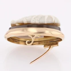 Pamono French Agate Cameo Brooch in 18 Karat Yellow Gold><noscript><img width=
