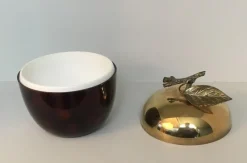 Pamono French Apple Ice Bucket in Acrylic Glass, Gilt Metal and Plastic, 1970s><noscript><img width=