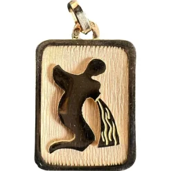 Discount Pamono French Aquarius Starsign Zodiac 18k Yellow Gold Charm Medal Pendant, 1980s
