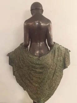 Pamono French Art Deco Bronze Dancer Figure by J.E Descomps><noscript><img width=