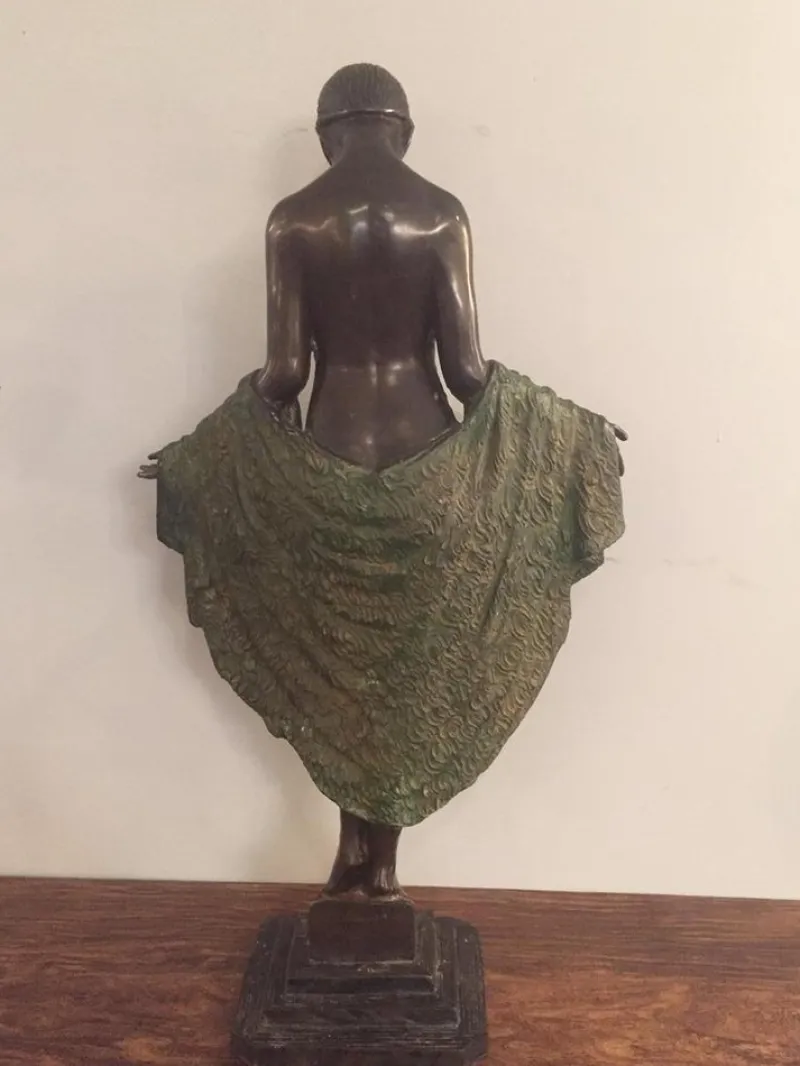 Pamono French Art Deco Bronze Dancer Figure by J.E Descomps> Art Deco