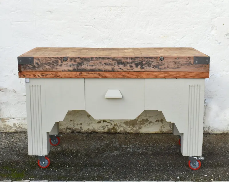 Pamono French Art Deco Butchers Block, 1920s> Worktables & Workbenches