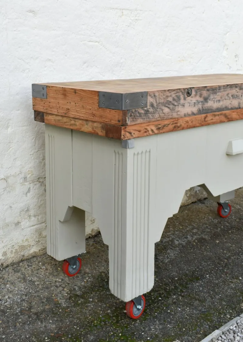 Pamono French Art Deco Butchers Block, 1920s> Worktables & Workbenches