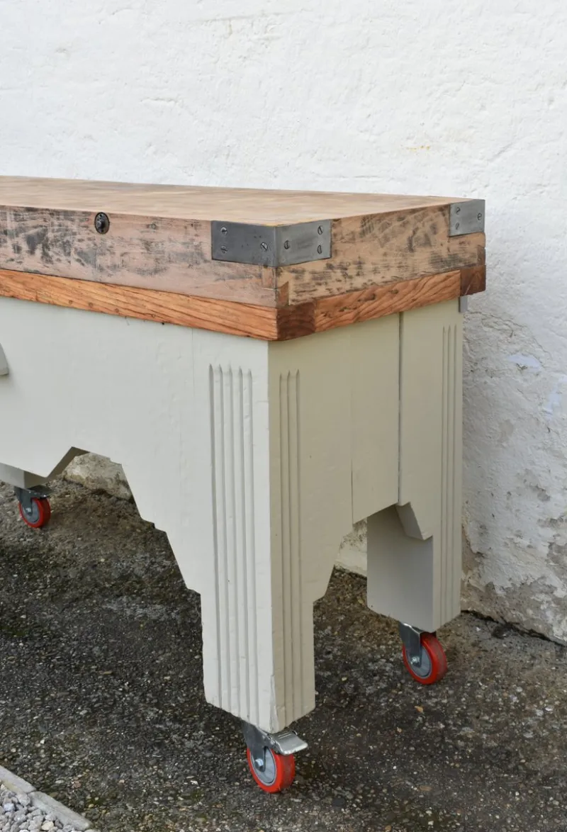 Pamono French Art Deco Butchers Block, 1920s> Worktables & Workbenches