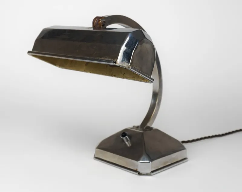 Hot Pamono French Art Deco Chromed Articulated Bankers Desk Lamp, 1930s