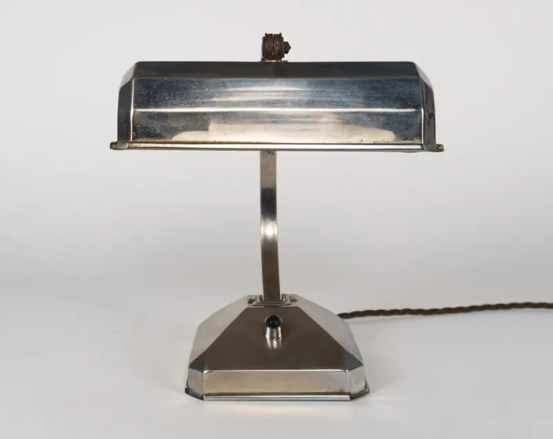 Hot Pamono French Art Deco Chromed Articulated Bankers Desk Lamp, 1930s