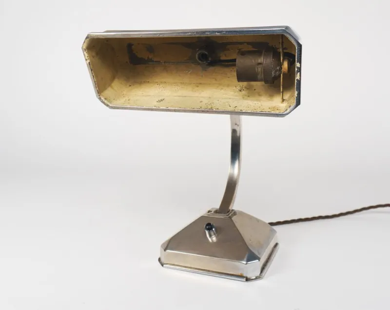 Hot Pamono French Art Deco Chromed Articulated Bankers Desk Lamp, 1930s