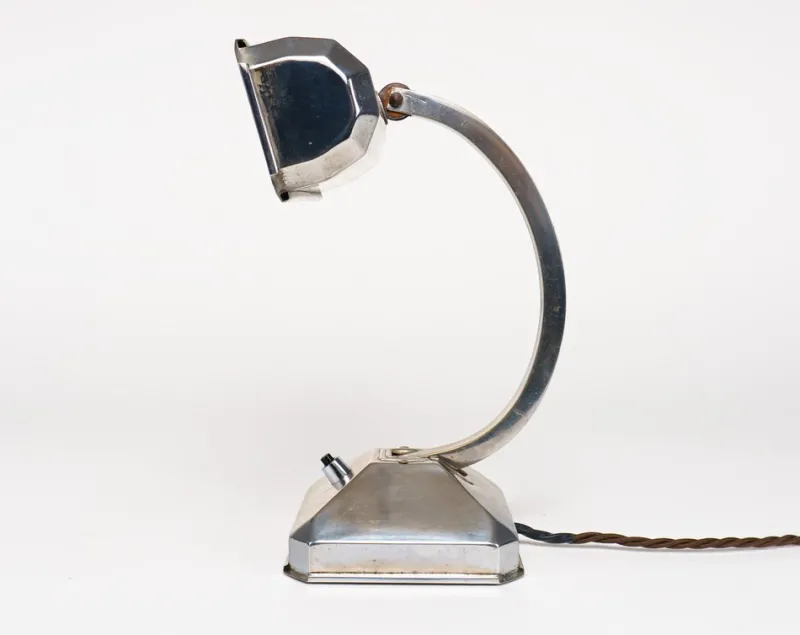 Hot Pamono French Art Deco Chromed Articulated Bankers Desk Lamp, 1930s