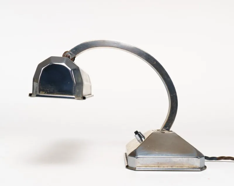 Hot Pamono French Art Deco Chromed Articulated Bankers Desk Lamp, 1930s
