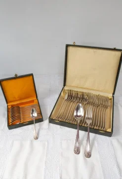 Best Pamono French Art Deco Cutlery Service for 12 with T C Initials from Apollo, 1930s, Set of 36