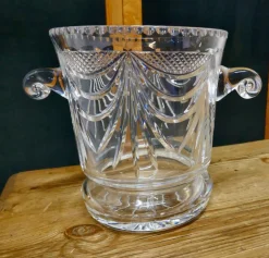 Clearance Pamono French Art Deco Hand Blown Cut Crystal Ice Bucket / Wine Cooler, 1920s