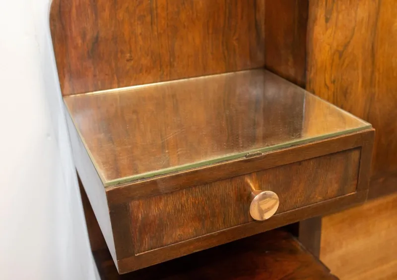 Pamono French Art Deco King Size Bed in Walnut, 1930> Beds & Bedroom Sets