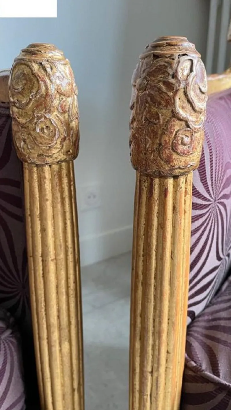 Pamono French Art Deco Living Room Set in Carved Wood by Paul Follot, 1920s, Set of 3> Living Room Sets