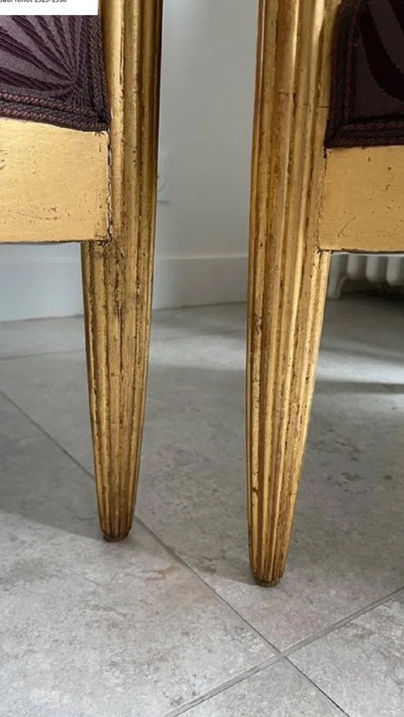 Pamono French Art Deco Living Room Set in Carved Wood by Paul Follot, 1920s, Set of 3> Living Room Sets