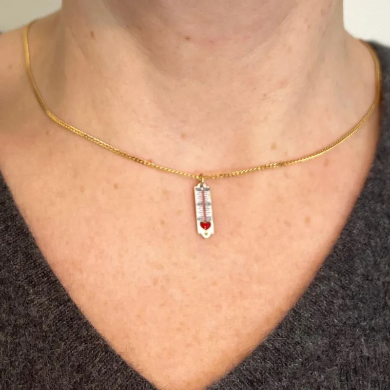 Pamono French Art Deco Love Thermometer 18k Yellow Gold Enamel Charm Pendant, 1890s> Necklaces