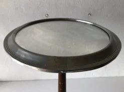Outlet Pamono French Art Deco Round Aluminum and Wood Table with Mirror Top, 1940s
