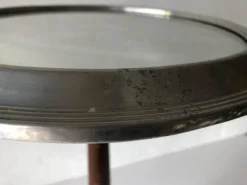 Outlet Pamono French Art Deco Round Aluminum and Wood Table with Mirror Top, 1940s