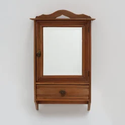Best Pamono French Art Deco Shaving Cabinet in Carved Wood with Beveled Mirror, 1920s