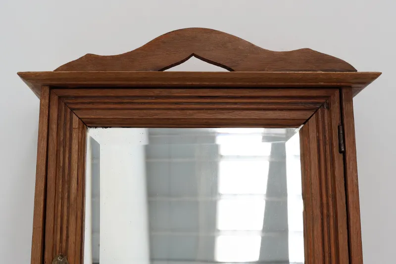 Best Pamono French Art Deco Shaving Cabinet in Carved Wood with Beveled Mirror, 1920s