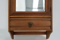 Best Pamono French Art Deco Shaving Cabinet in Carved Wood with Beveled Mirror, 1920s