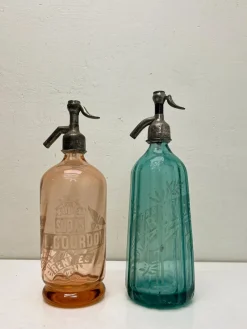 Pamono French Art Deco Soda Syphons, 1920s, Set of 2> Bottles, Carafes & Jugs