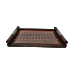 Pamono French Art Deco Tray with Inlaid Leaf, 1920s> Trays