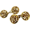 Hot Pamono French Art Nouveau 18 Karat Yellow Gold Mistletoe Leaves Cufflinks, 1890s, Set of 2