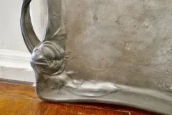 Pamono French Art Nouveau Pewter Tray, 1890><noscript><img width=