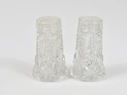 Clearance Pamono French Art Nouveau Salt and Pepper Shakers in Facetted Crystal Glass, 1920s, Set of 2