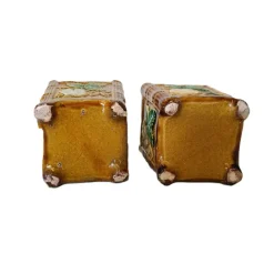 Pamono French Art Nouveau Square Flower Pots, Late 19th Century, Set of 2><noscript><img width=