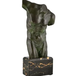 Sale Pamono French Artist, Art Deco Male Torso, 1930, Bronze with Marble Base