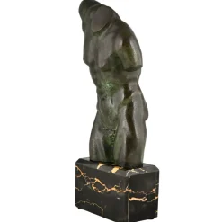 Sale Pamono French Artist, Art Deco Male Torso, 1930, Bronze with Marble Base