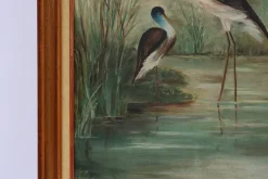 Pamono French Artist, Birds in Water, 1960s, Large Oil on Canvas, Framed><noscript><img width=