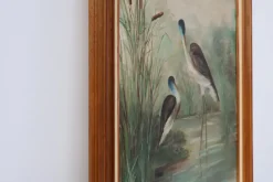 Pamono French Artist, Birds in Water, 1960s, Large Oil on Canvas, Framed><noscript><img width=