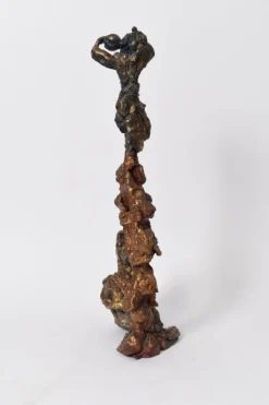 Best Pamono French Artist, Group of Female Figures, 20th Century, Sculpture in Gold Bronze with a Red and Blue Patina