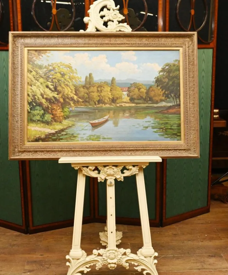 Pamono French Artist, Impressionist Landscape, 1980s, Oil Painting, Framed> Impressionist
