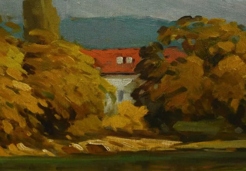 Pamono French Artist, Impressionist Landscape, 1980s, Oil Painting, Framed> Impressionist