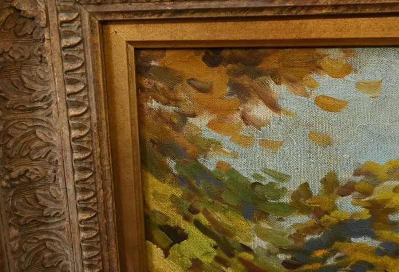 Pamono French Artist, Impressionist Landscape, 1980s, Oil Painting, Framed> Impressionist