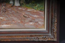 Best Pamono French Artist, Impressionist, Café Landscape, Early 20th Century, Oil on Canvas