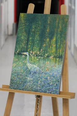 Pamono French Artist, Impressionist Crane Bird, Oil on Canvas, 2000s><noscript><img width=