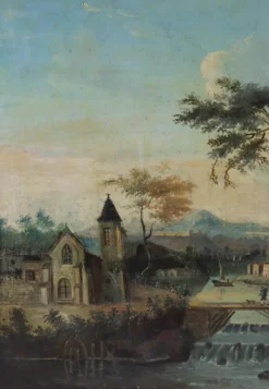 Clearance Pamono French Artist, Landscape with River, Late 18th Century, Oil Painting