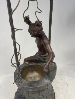 Clearance Pamono French Artist, Le Puits Fleuri, 1890s-1910s, Brass & Metal