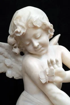 Pamono French Artist, Napoleon III Sculpture of Winged Cherub, 19th Century, Alabaster